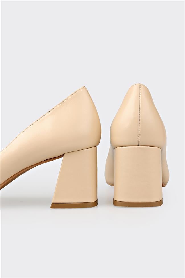 Naturel Deri Kadın Stiletto