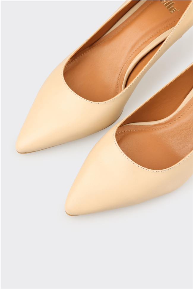 Naturel Deri Kadın Stiletto