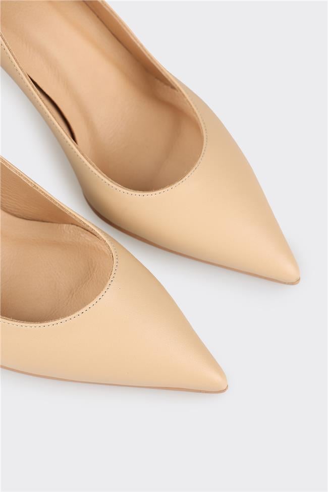 Naturel Deri Kadın Stiletto