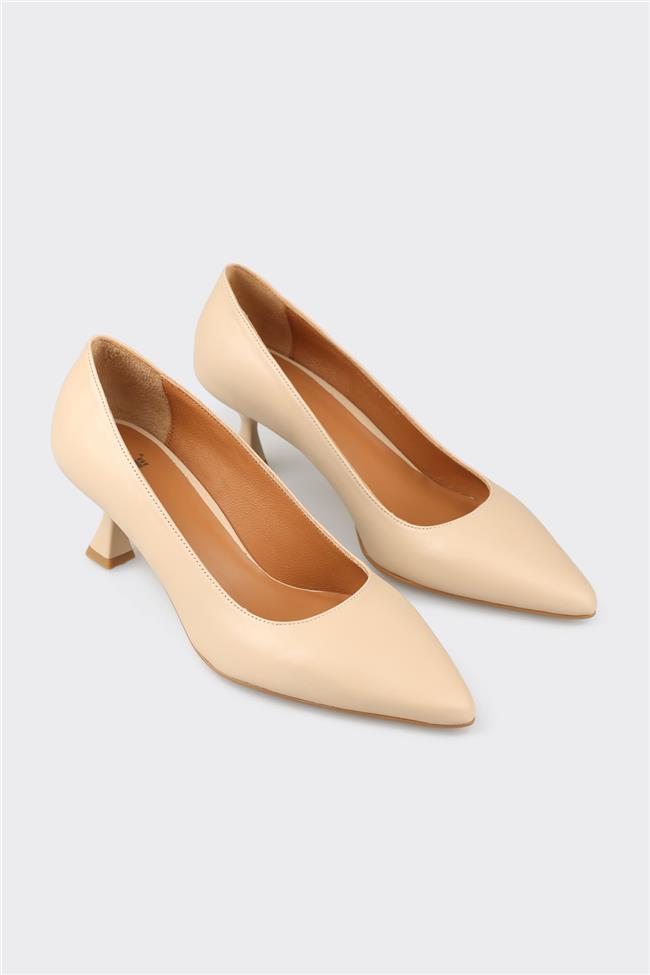 Naturel Deri Kadın Stiletto