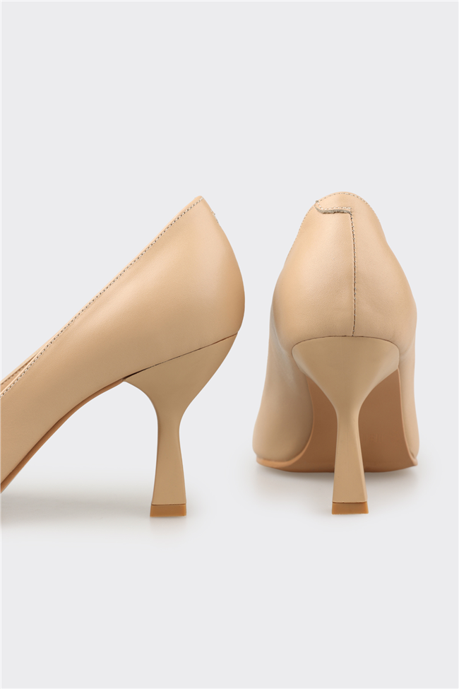 Naturel Deri Kadın Stiletto
