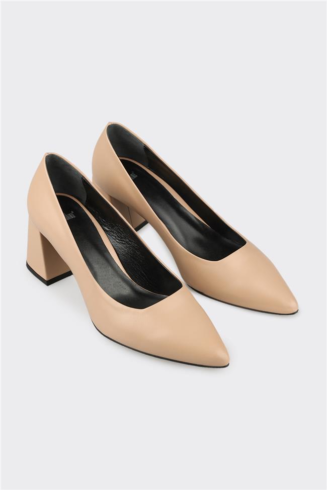 Naturel Deri Kadın Stiletto