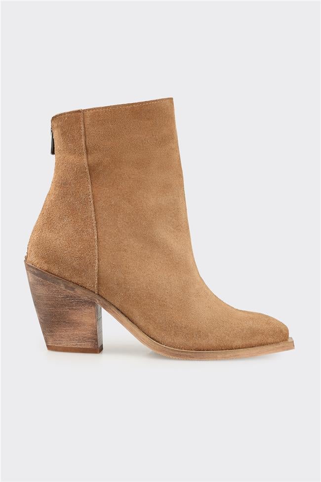 Naturel Deri Kadın Western Bot