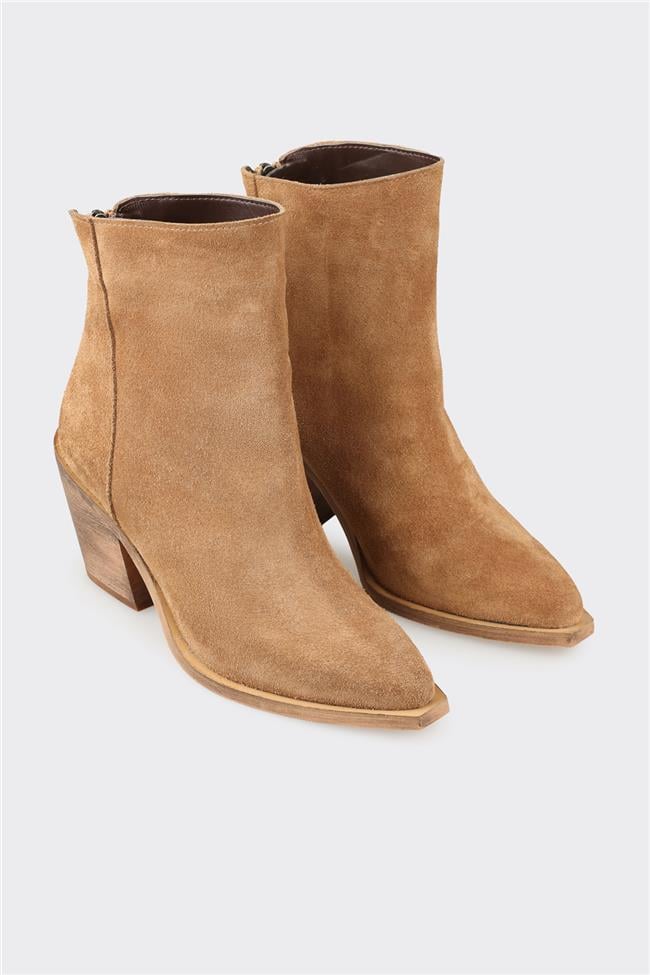 Naturel Deri Kadın Western Bot