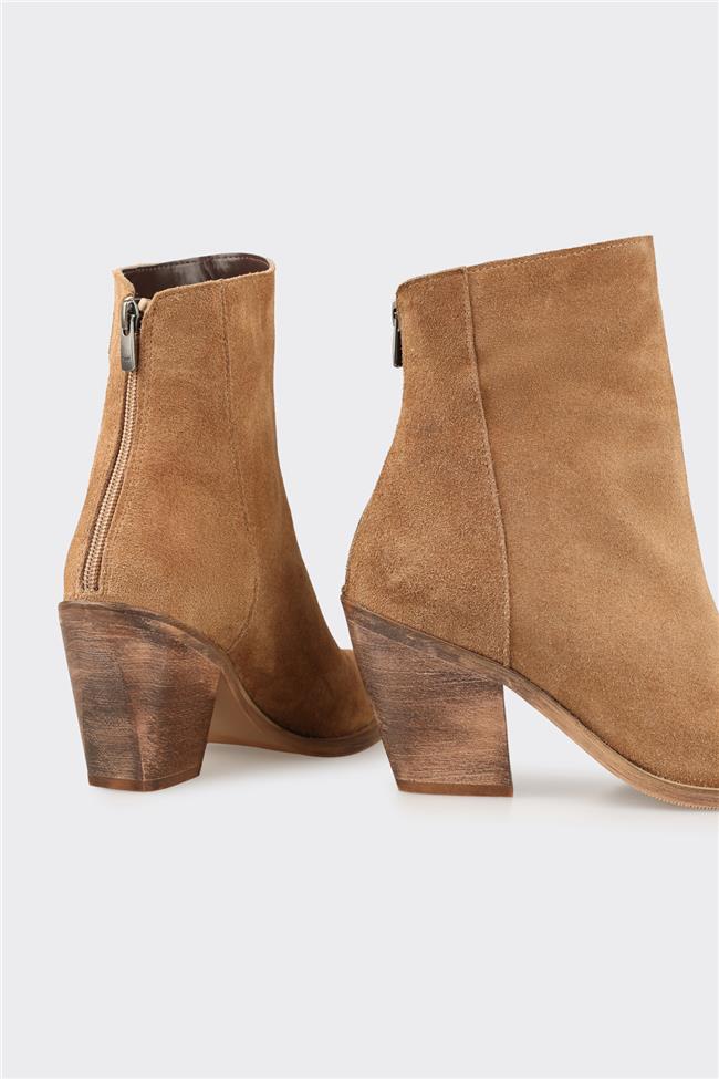 Naturel Deri Kadın Western Bot