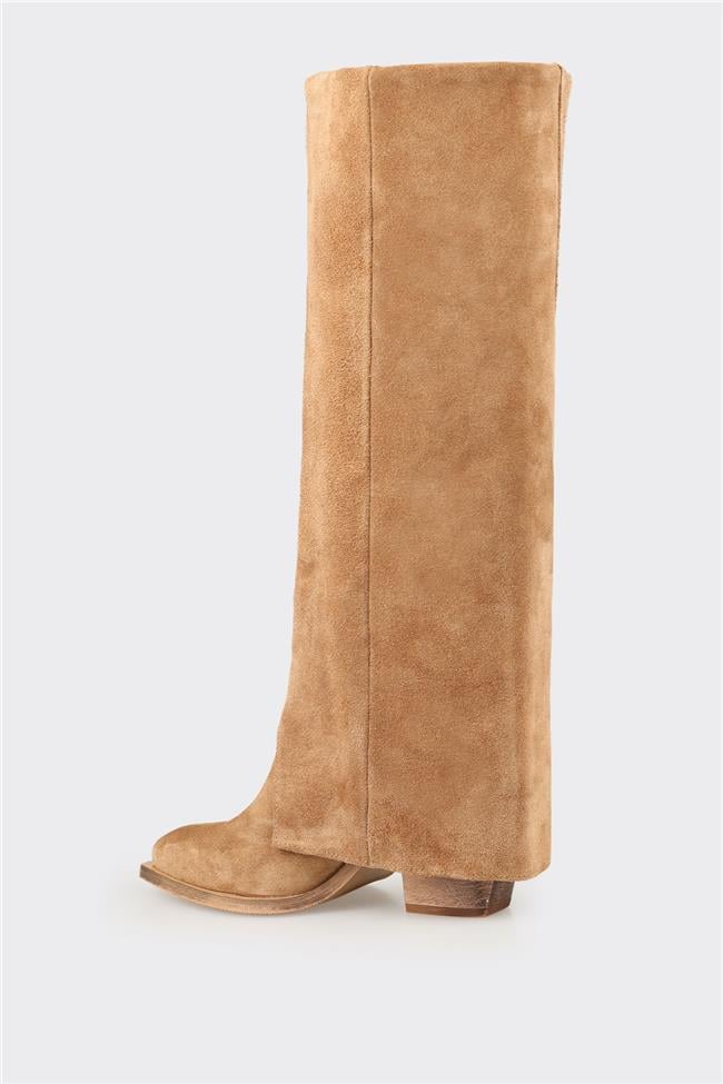 Naturel Deri Kadın Western Çizme