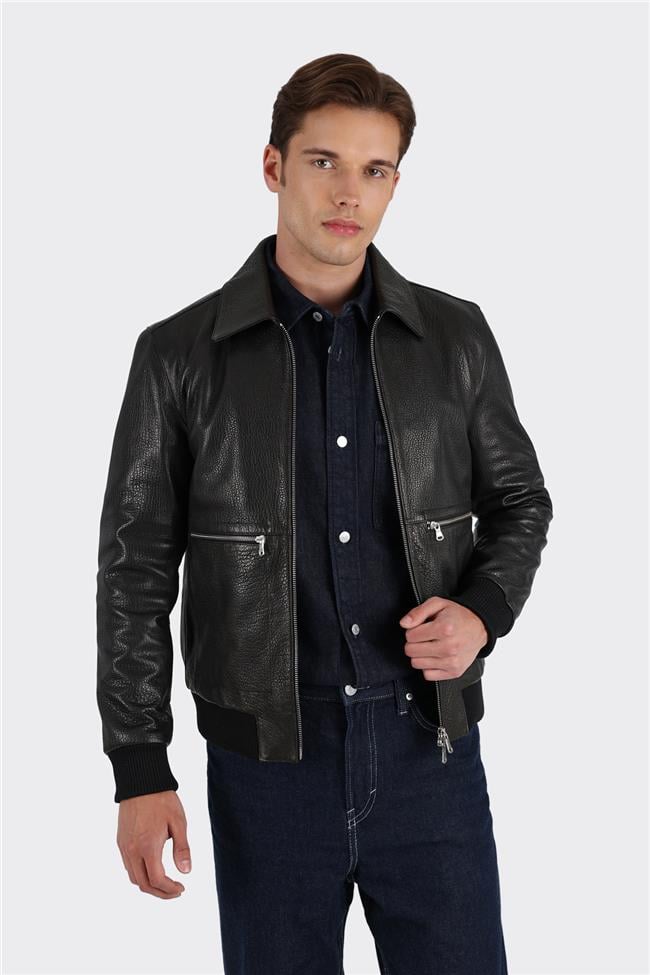 Siyah Deri Erkek Ceket