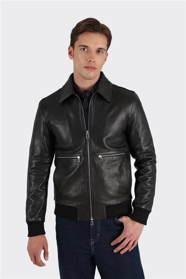 Siyah Deri Erkek Ceket