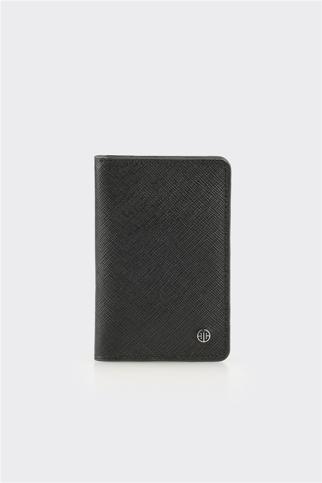 Siyah Deri Erkek Kartlık