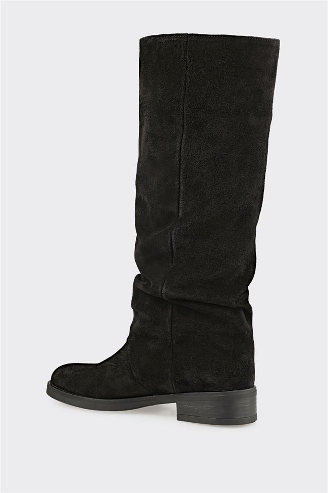 Siyah Deri Kadın Çizme