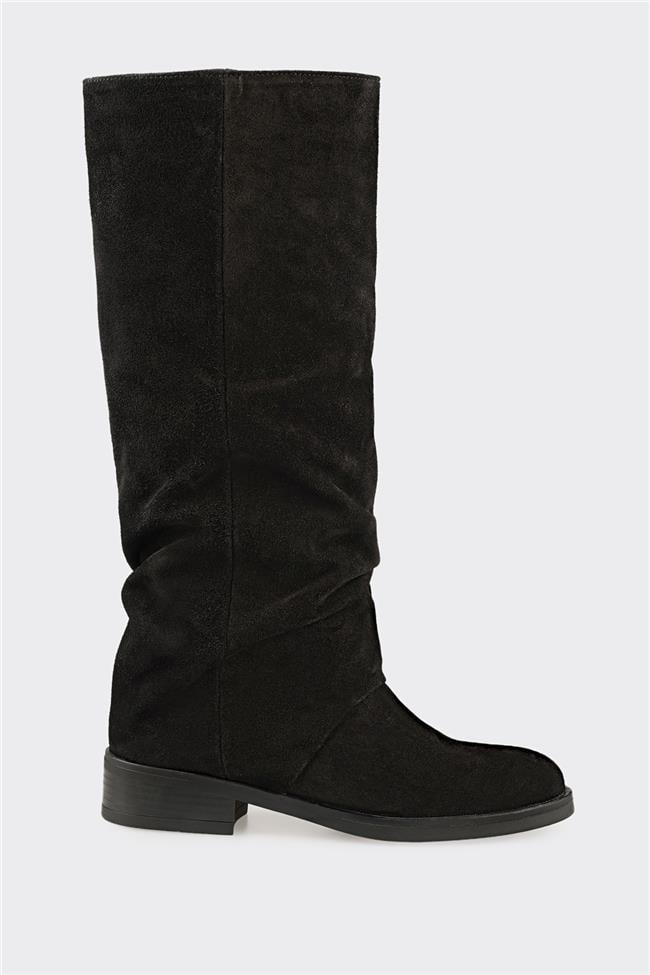 Siyah Deri Kadın Çizme