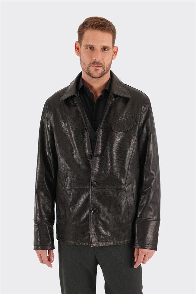 Siyah Deri Erkek Ceket