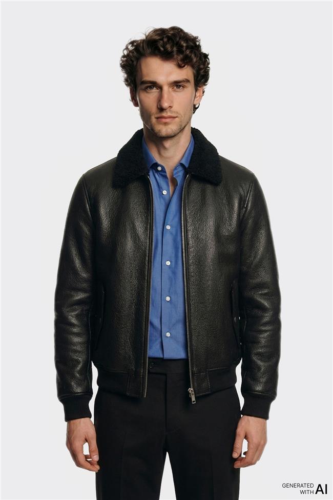 Siyah Deri Erkek Ceket