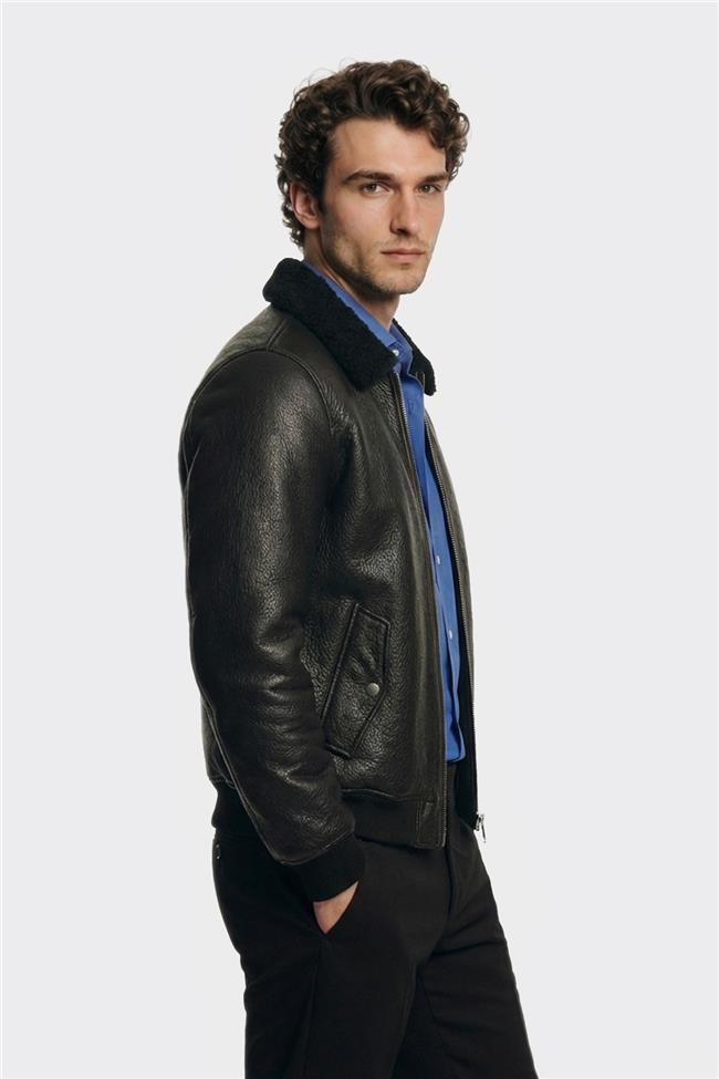 Siyah Deri Erkek Ceket