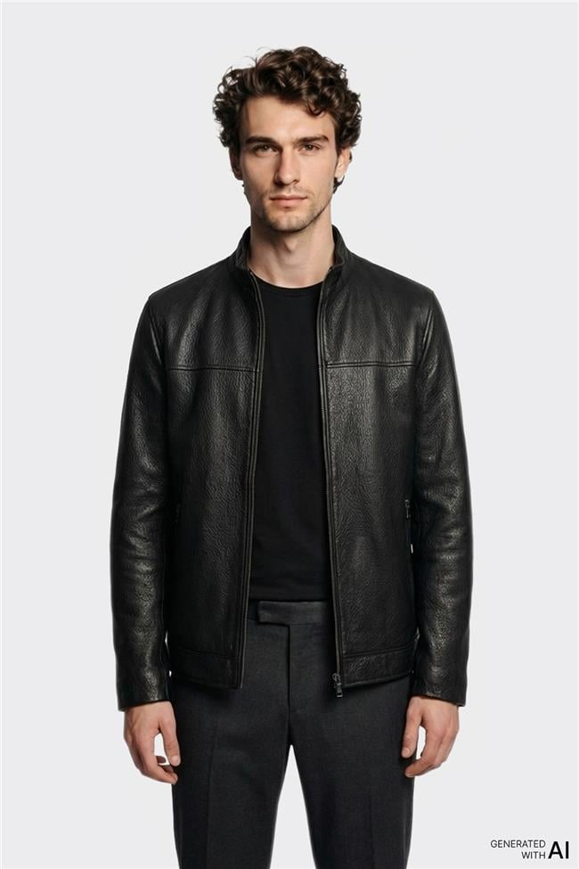 Siyah Deri Erkek Ceket