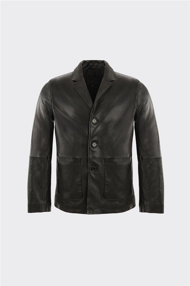 Siyah Deri Erkek Ceket