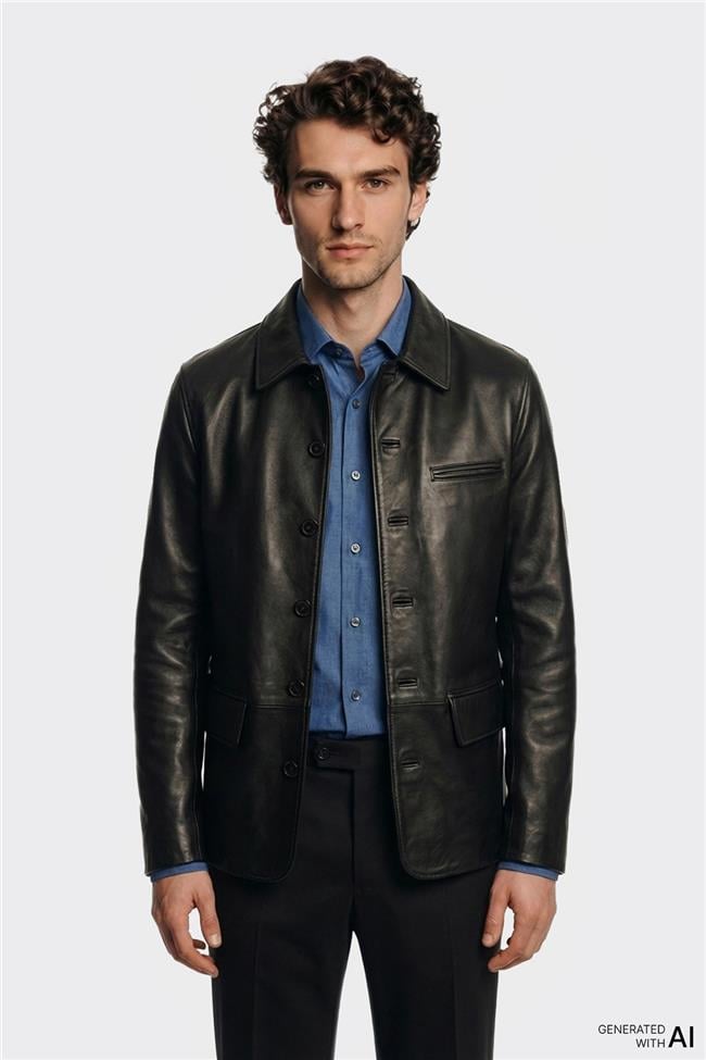 Siyah Deri Erkek Ceket