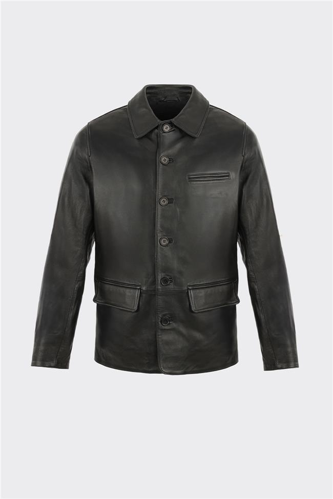Siyah Deri Erkek Ceket