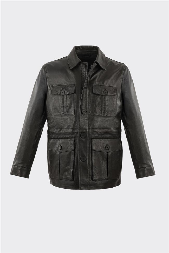 Siyah Deri Erkek Ceket