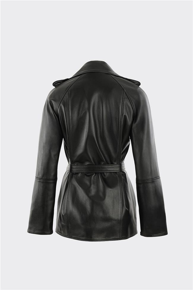 Siyah Deri Kadın Ceket