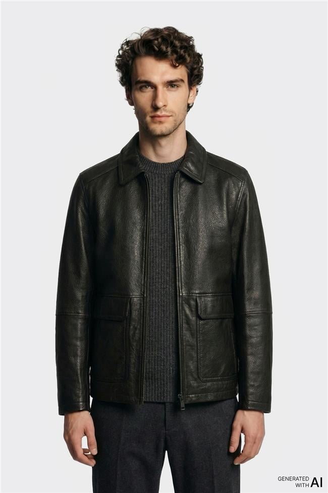 Siyah Deri Erkek Ceket