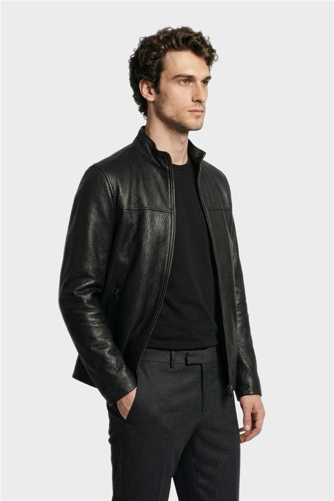 Siyah Deri Erkek Ceket