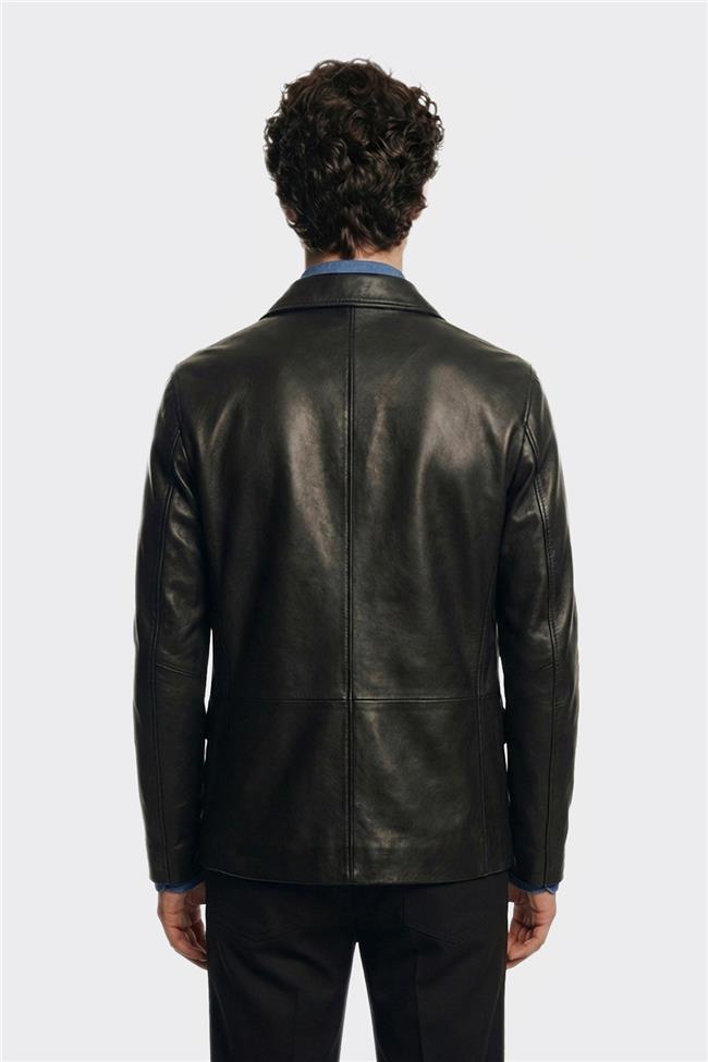 Siyah Deri Erkek Ceket