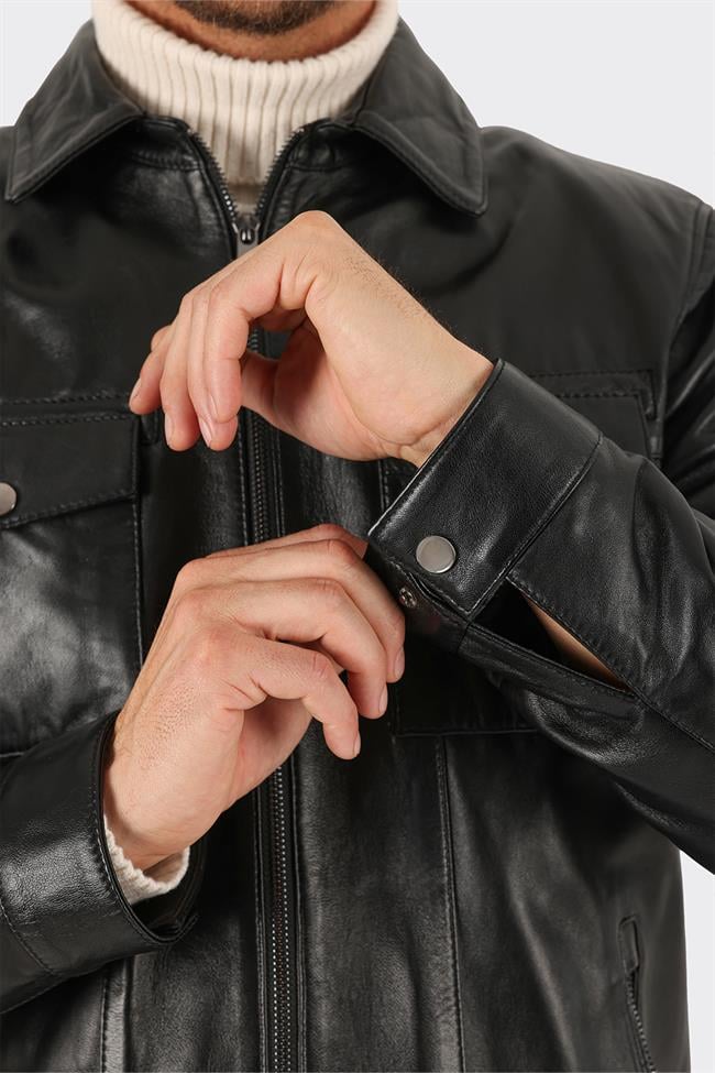 Siyah Deri Erkek Ceket