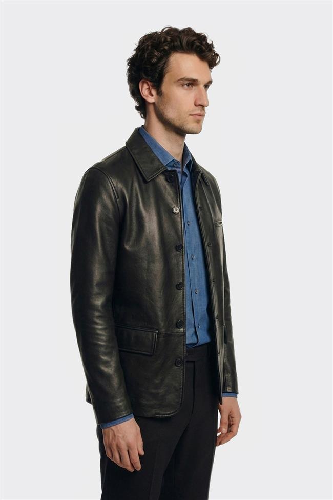 Siyah Deri Erkek Ceket