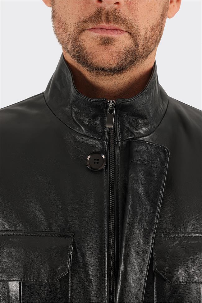 Siyah Deri Erkek Ceket