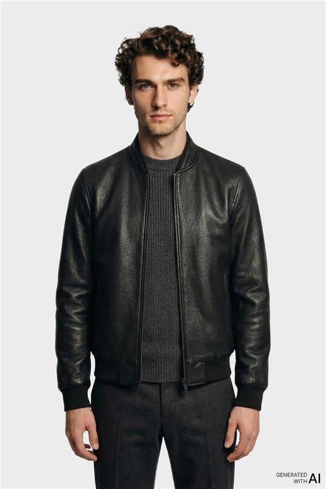 Siyah Deri Erkek Ceket