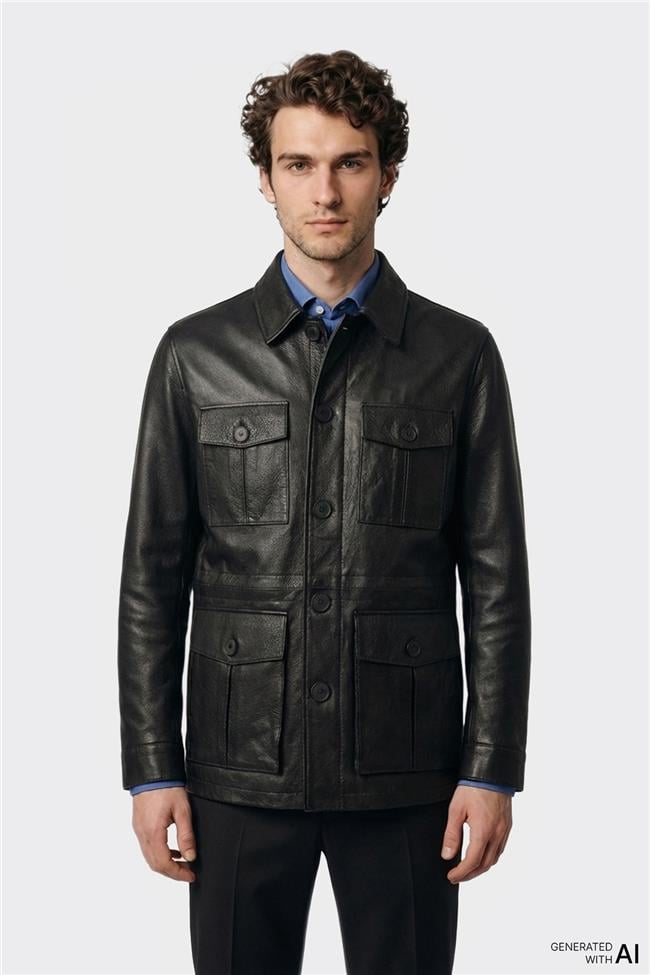 Siyah Deri Erkek Ceket
