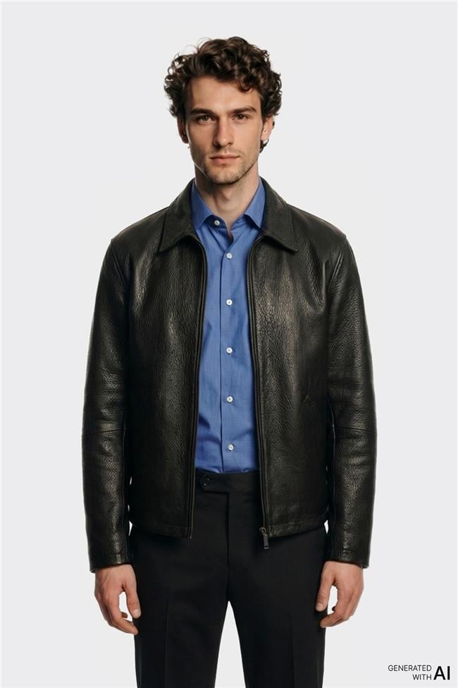 Siyah Deri Erkek Ceket