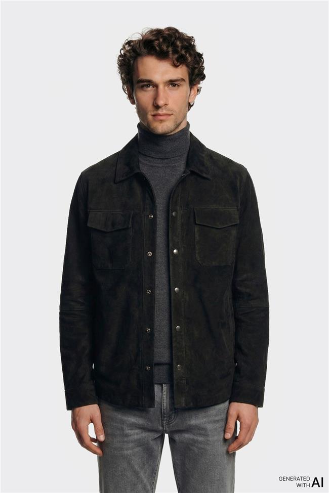 Siyah Deri Erkek Ceket