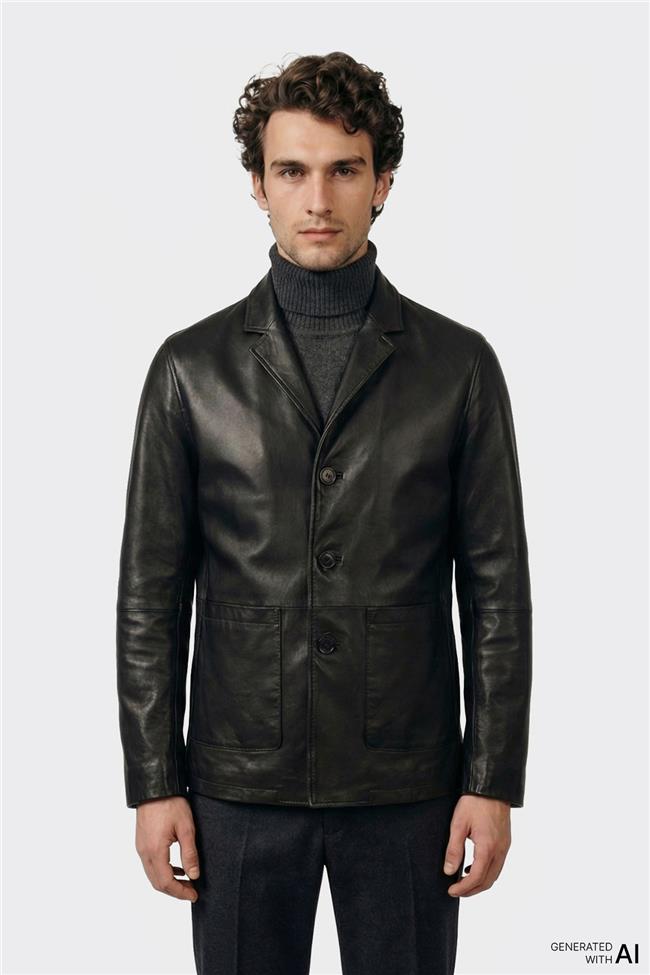Siyah Deri Erkek Ceket