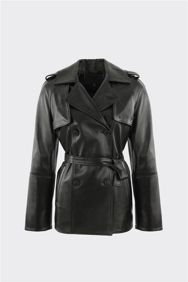 Siyah Deri Kadın Ceket