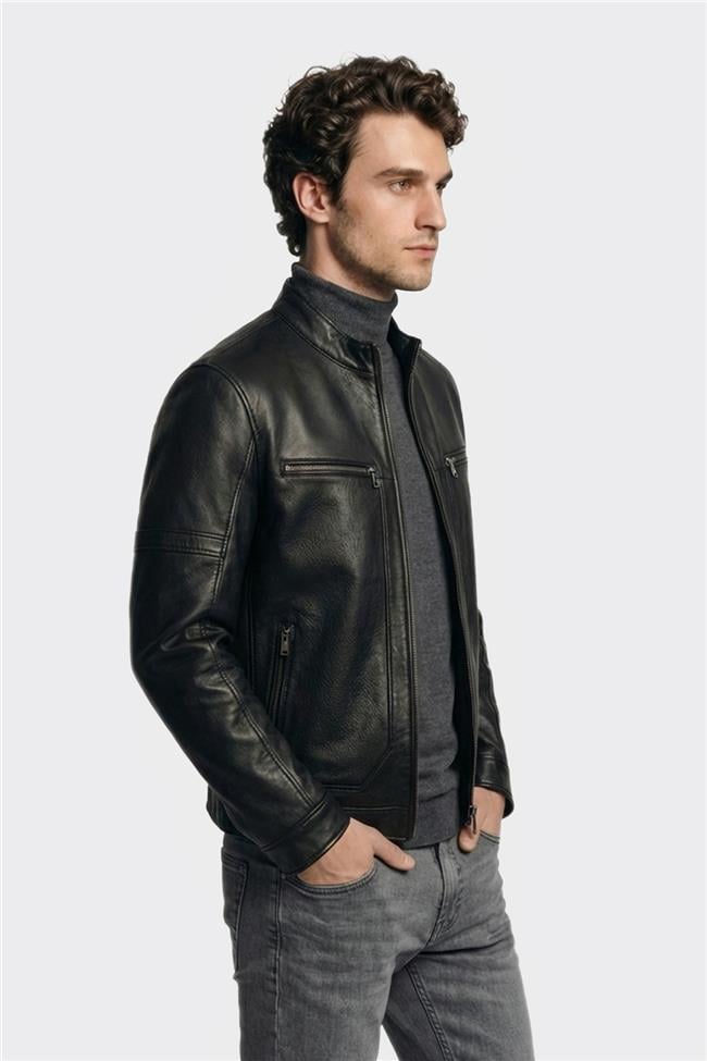 Siyah Deri Erkek Ceket
