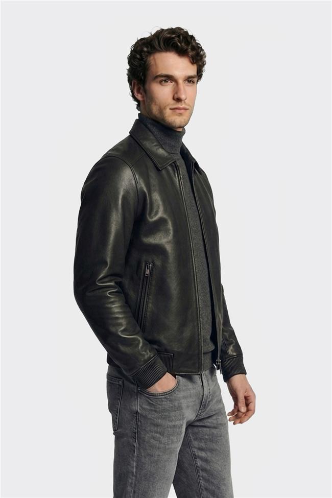 Siyah Deri Erkek Ceket