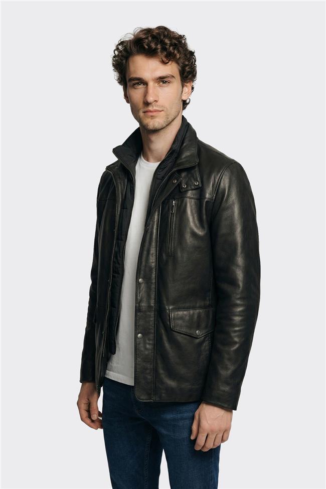 Siyah Deri Erkek Ceket