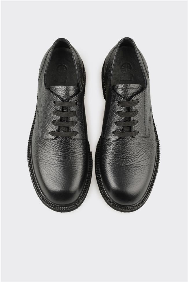 Siyah Deri Erkek Günlük Ayakkabı
