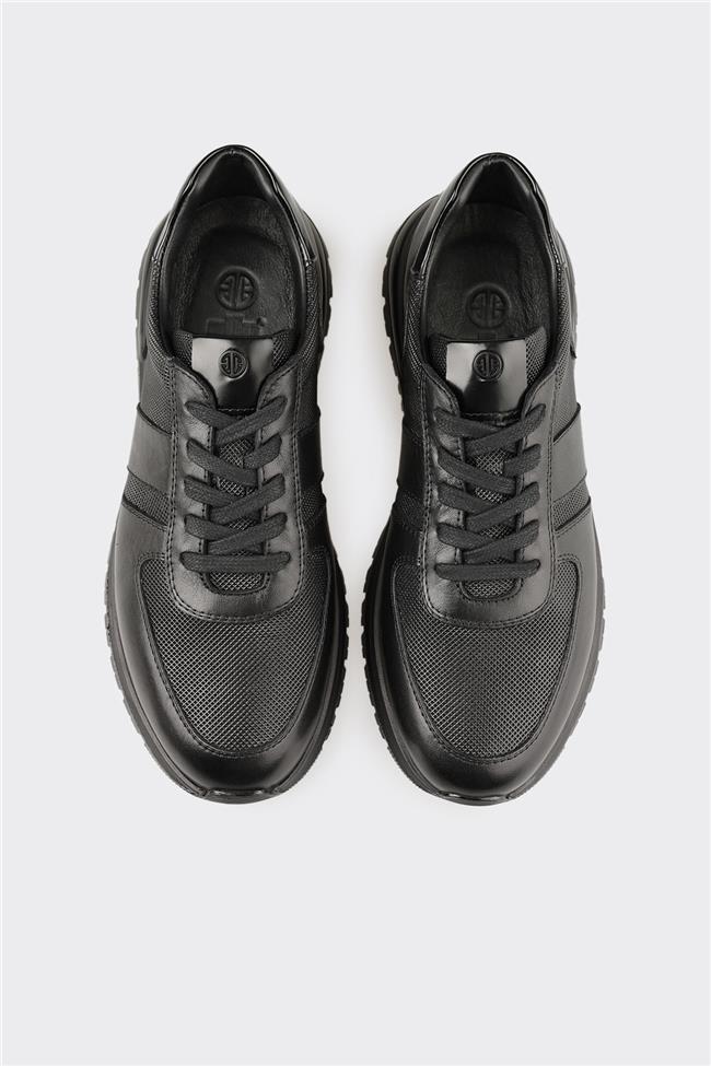 Siyah Deri Erkek Günlük Ayakkabı