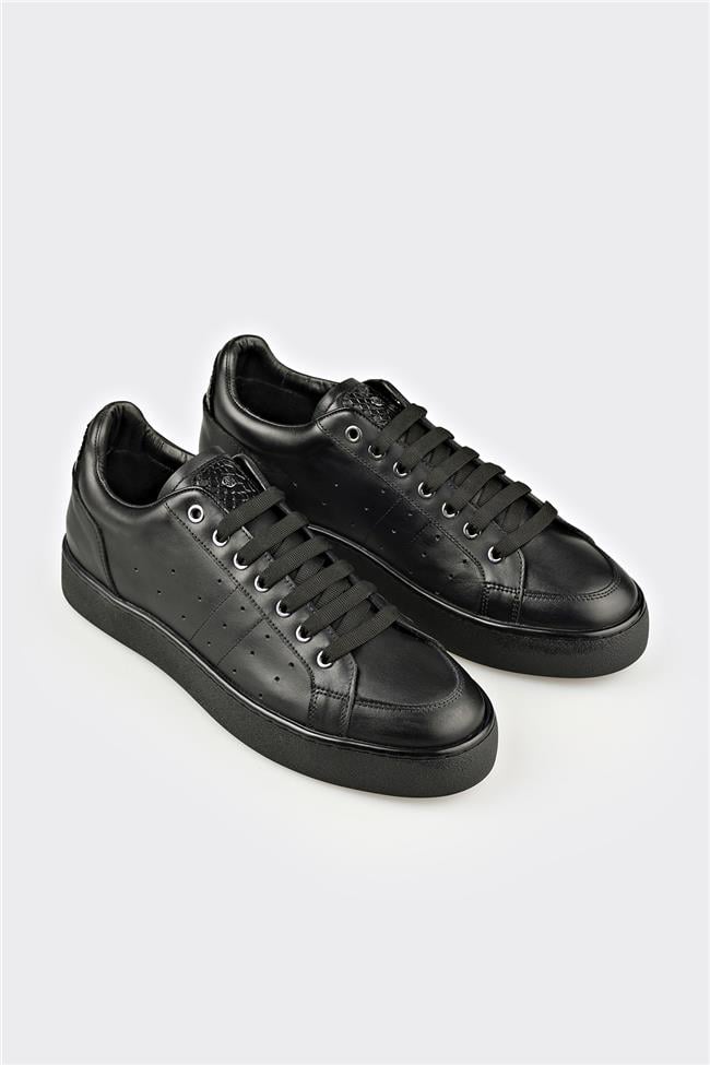 Siyah Deri Erkek Günlük Ayakkabı