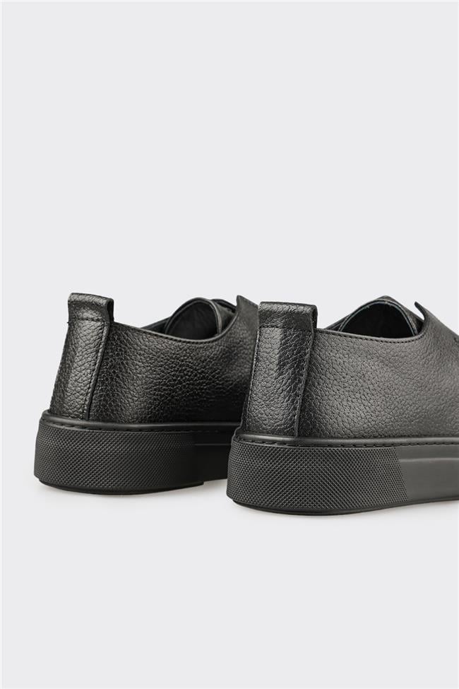 Siyah Deri Erkek Günlük Ayakkabı