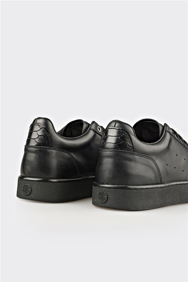 Siyah Deri Erkek Günlük Ayakkabı