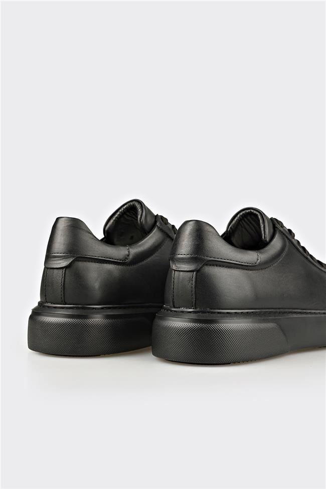 Siyah Deri Erkek Günlük Ayakkabı