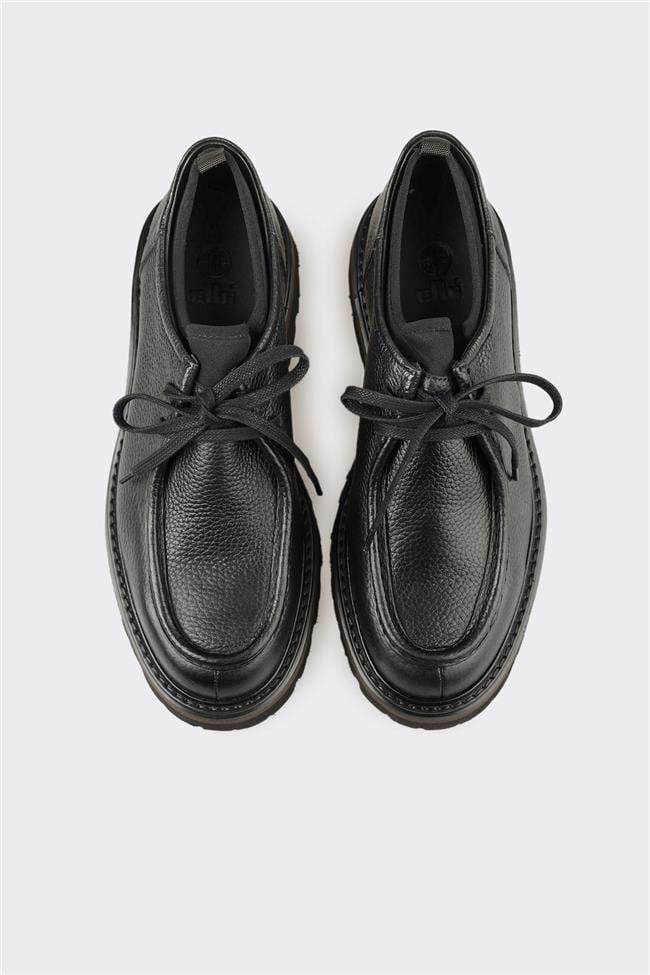 Siyah Deri Erkek Günlük Ayakkabı