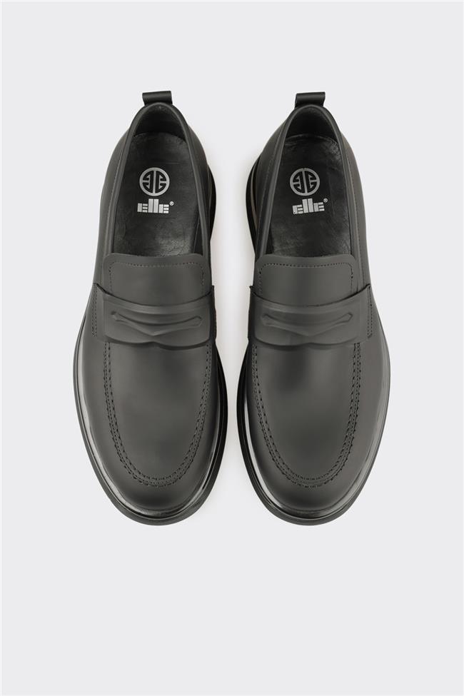 Siyah Deri Erkek Günlük Ayakkabı