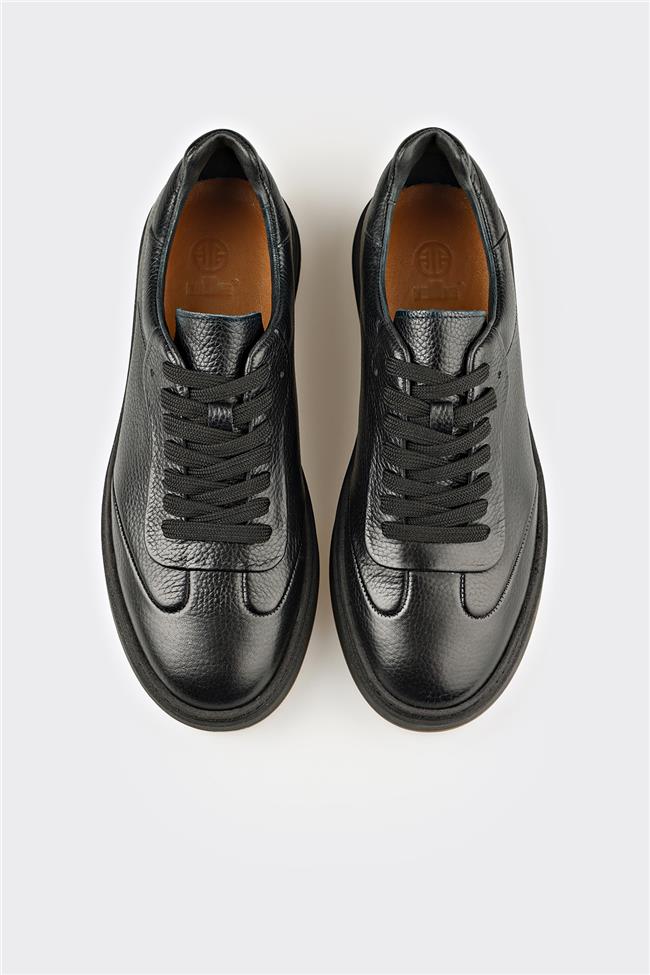 Siyah Deri Erkek Günlük Ayakkabı