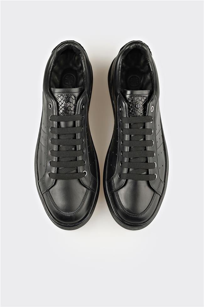 Siyah Deri Erkek Günlük Ayakkabı