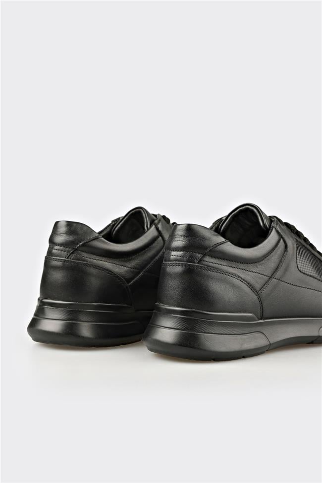 Siyah Deri Erkek Günlük Ayakkabı